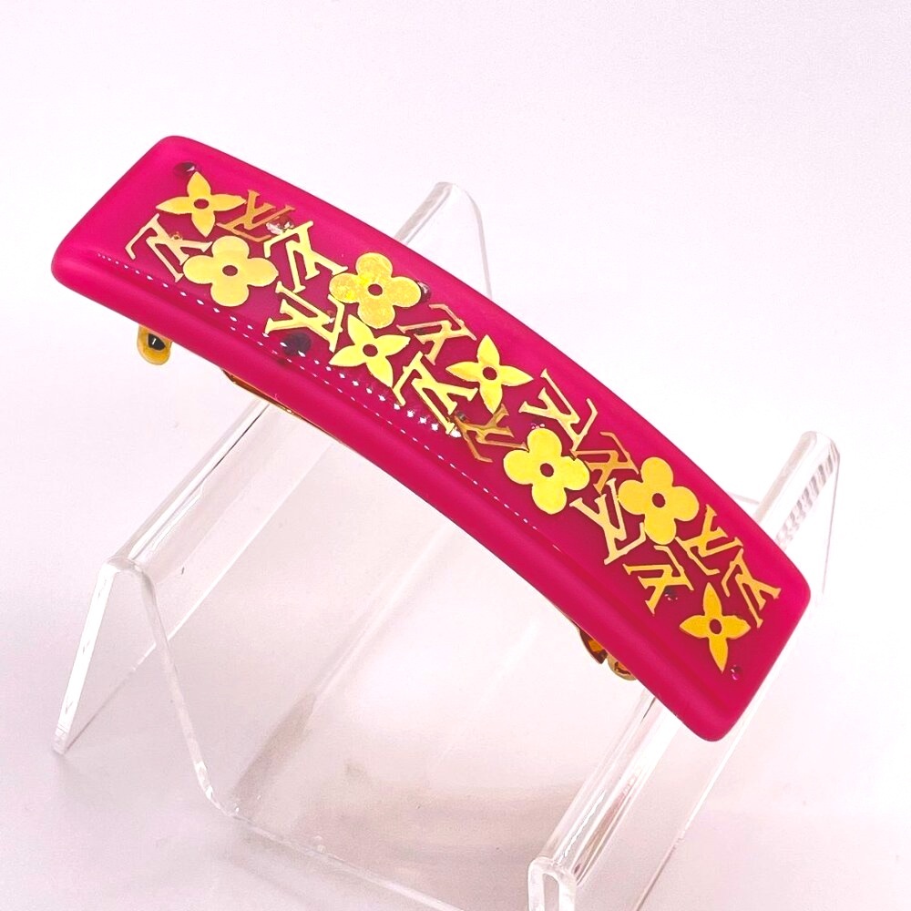 Louis Vuitton LV Monogram Hot Pink Inclusion Hair Barrette Clip